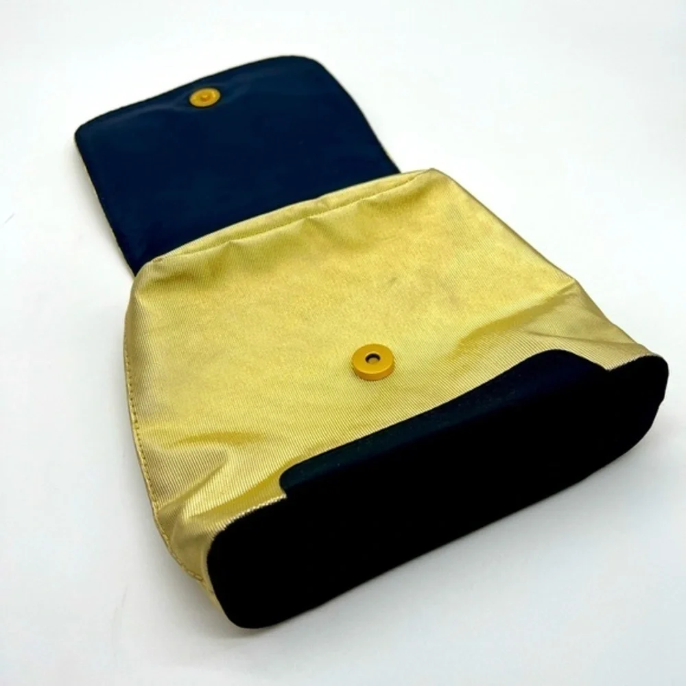 Babor gold & navy blue make up clutch